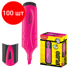 Комплект 100 шт, Текстовыделитель MAPED"Fluo Peps Classic", розовый, линия 1-5 мм, 742536
