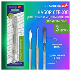 Стеки для лепки и моделирования металлические набор 3 шт, BRAUBERG ART CLASSIC, 271170 (арт. 271170)