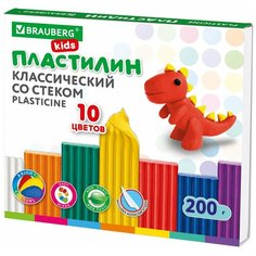 Пластилин BRAUBERG , комплект 10 шт. 106504