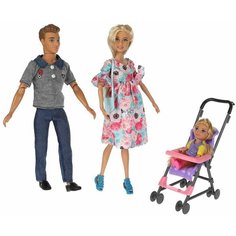 Набор кукол семья (беременная София, Алекс, дочка, коляска, аксессуары) 29 см карапуз 66481-21-SA-BB