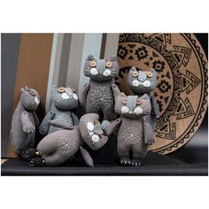 Мягкая игрушка кот подвижные лапы ручная работа эко материалы Mivis