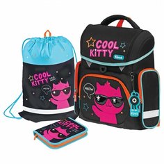 Ранец школьный Forst F-Set "Cool kitty" 35x29x16см, 1 отделение, 3 кармана, анатомическая спинка, пенал, мешок для обуви (FT-RY-030203)
