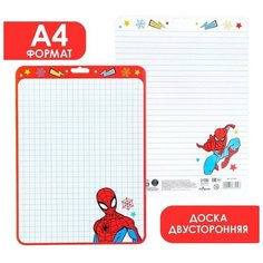 Доска маркерная A4 двусторонняя: клетка/линейка Д4, Человек-паук Marvel