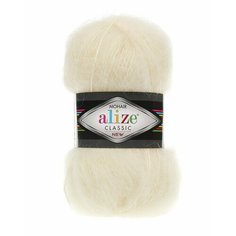 Пряжа Alize Mohair Classic New (Мохер Классик Нью) - 1 шт Цвет: 01 кремовый 25% мохер, 24% шерсть, 51% акрил 100г 200м