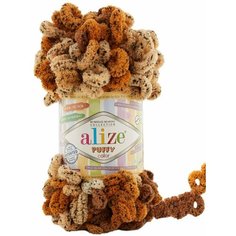 Пряжа Alize Puffy Color/Ализе Пуффи Колор/ 9м, 100г / 6080 рыже-коричневый меланж- 1 шт