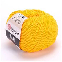 Пряжа YarnArt Jeans Ярнарт Джинс, 35 желтый, 55 % хлопок, 45 % акрил, 50 г, 160 м, 1 моток.