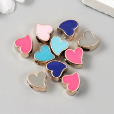 Набор бусин для творчества пластик "Изогнутое сердце" микс набор 10 шт 1,2х1,2 см Арт Узор