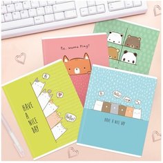 Тетрадь 48л, А5, клетка MESHU "Beary Beary", матовая ламинация, выборочный УФ-лак