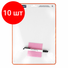 Комплект 10 шт, Доска двусторонняя маркерная А4 (240х337 мм), клетка, 1 маркер + салфетка, CENTROPEN, 7779, 5 7779 0185