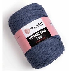 Пряжа YarnArt Macrame cord 5mm джинсовый (761), 60%хлопок/40%полиэстер/вискоза, 85м, 500г, 1шт