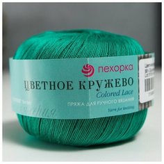 Пряжа "Цветное кружево" 100% мерсеризованный хлопок 465м/50гр (581-Св. изумруд)./В упаковке шт: 4 Пехорка