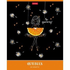 Тетрадь 48 листов клетка "Апельсиновые мечты", обложка мелованный картон, выборочный матовый лак, блок 65 г/м2, 5В микс Hatber