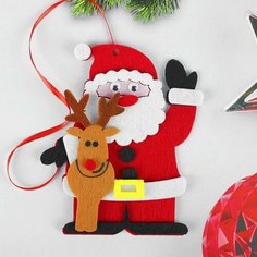 Набор для творчества - создай ёлочное украшение из фетра Дед мороз с оленем Made in China
