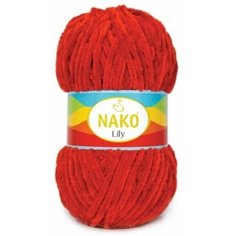 Пряжа Nako Lily красный (452), 100%полиэстер, 180м, 100г, 3шт