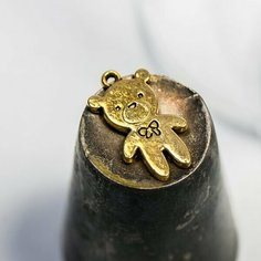 Кулон Подвеска металлическая мишка 6 шт. для рукоделия / браслета / сережек, цвет античное золото, 25x14x2 мм КафеБижу