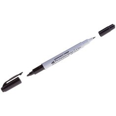 Маркер перманентный (нестираемый) двусторонний Crown Multi Marker Twin (2мм/1мм, круглый наконечник, черный) (P-800W), 12шт.
