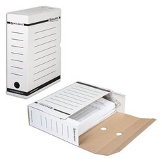 Короб архивный Brauberg (260х325мм, 100мм, до 900л, гофрокартон) белый (124848), 50шт.