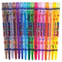 Карандаши восковые 16 цветов Crown ArtStory (L=170мм, D=10мм, 3гр, пластик, выкручивающийся стержень) ПВХ, 12 уп. (TP-1600)