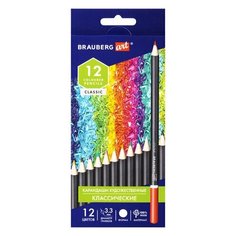 Карандаши цветные художественные 12 цветов Brauberg Art Classic (мягкий грифель 3,3мм, круглые) 4 уп. (181536)