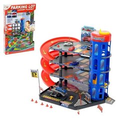 Парковка «Мега паркинг», 6 металлических машин + коврик Без бренда