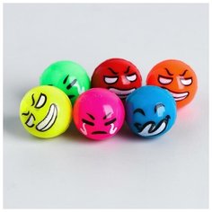 Мяч каучуковый «Смайлики», 2,7 см, цвета микс Noname