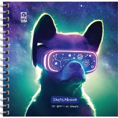 Скетчбук 60л, 150*150 MESHU "Виртуальный мир", на гребне, выб. лак, soft-touch, 120г/м2