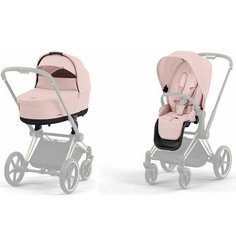 Детская коляска NEW Cybex Priam IV 2 в 1 Peach Pink шасси Chrome Brown