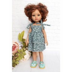 Комплект одежды и обуви для кукол Paola Reina 32-34 см (Платье завязки + туфли), зеленый, бирюзовый Favoridolls
