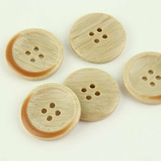 Пуговицы для рукоделия, 4 прокола, d - 25 мм, 5 шт, цвет бежевый Нет бренда