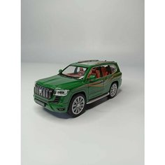 Коллекционная машинка игрушка металлическая Toyota Land Cruiser Prado для мальчиков масштабная модель 1:24 зеленый Alexstore