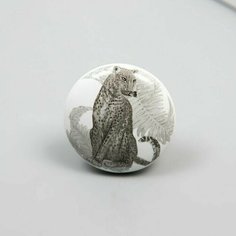 Ручка для шкатулки керамика, металл Леопард 3,8х3,8х2,8 см Китай