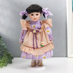 Кукла коллекционная керамика "Зося в сиреневом платье с ромашками" 30 см Россия