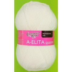 Пряжа Семеновская A-elita quatro (Аэлита кватро) ультрабелый (964), 50%шерсть/50%акрил, 190м, 100г, 3шт