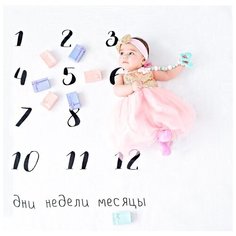 Муслиновая пеленка 120х120 см / детский фотофон / фотопеленка / Цифры Mam Sis