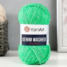 Пряжа "Denim Washed" 30% акрил 70% хлопок 130м/50гр (909 яркая зелень) Yarn Art
