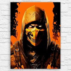 Картина по номерам на холсте игра Mortal Kombat (Scorpion, PS, PC, XBOX, Switch) - 12596 В 30x40 Бруталити