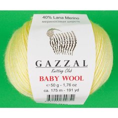 Пряжа Gazzal Baby Wool светло-желтый (833), 40%шерсть мериноса/20%кашемирПА/40%акрил, 175м, 50г, 5шт