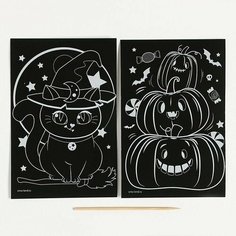 Набор гравюр Котик и тыквы, А6 Made in China