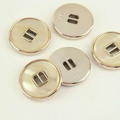 Пуговицы для рукоделия, 2 прокола, d - 25 мм, 5 шт, перламутровые, цвет бежевый/золотой Нет бренда