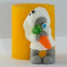 Силиконовая форма для мыла Тедди с морковкой 3D, для свечей, гипса 1шт Нет бренда