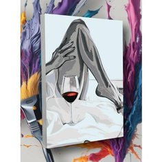 Картины по номерам Девушка Постель Бакал вина Женские ноги Круто красим