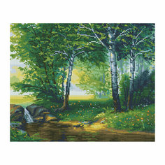 Алмазная мозаика ТРИ совы "Березовая роща", 40*50см, холст, картонная коробка с пластиковой ручкой, 360890