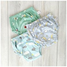 Трусики для приучения к горшку 6-ти слойные набор 3 шт. / тренировочные, многоразовые, впитывающие трусики подгузники размер 90 (S) Бамбуковый мишка