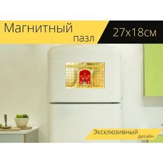 Магнитный пазл "Таиланд, чианграй, золотой" на холодильник 27 x 18 см. Lots Prints
