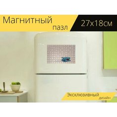 Магнитный пазл "Двойной дырокол, офис, винтаж" на холодильник 27 x 18 см. Lots Prints