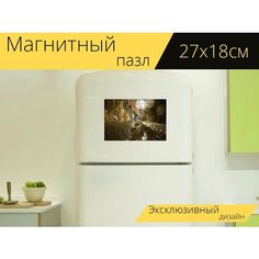 Магнитный пазл "Таллин, ночь, дождь" на холодильник 27 x 18 см. Lots Prints