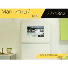 Магнитный пазл "Четыре тысячи островов, лаос, водопад" на холодильник 27 x 18 см. Lots Prints