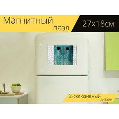 Магнитный пазл "Античный, грязный, дверь" на холодильник 27 x 18 см. Lots Prints
