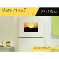 Магнитный пазл "Заход солнца, природа, нести" на холодильник 27 x 18 см. Lots Prints