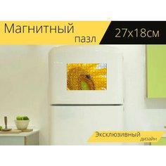 Магнитный пазл "Подсолнечник, растения, пчелы" на холодильник 27 x 18 см. Lots Prints